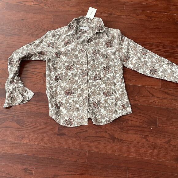 FRAME 100% Silk Ruffle Button Down Blouse NWT - Picture 4 of 8